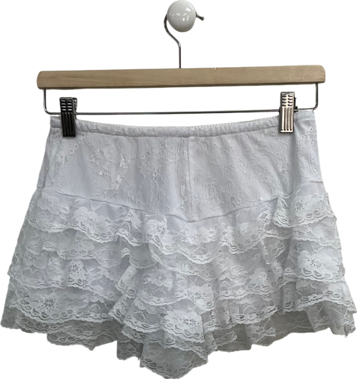 Miss Selfridge White Festival Ruffle Lace Skort UK 10