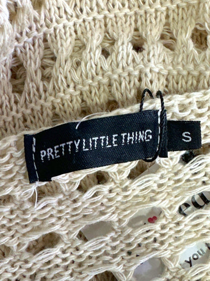 Pretty Little Thing Cream Crochet Maxi Dress UK S