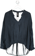 Yaya Women Blue Soft Tunic Blouse With Long Sleeves UK 12