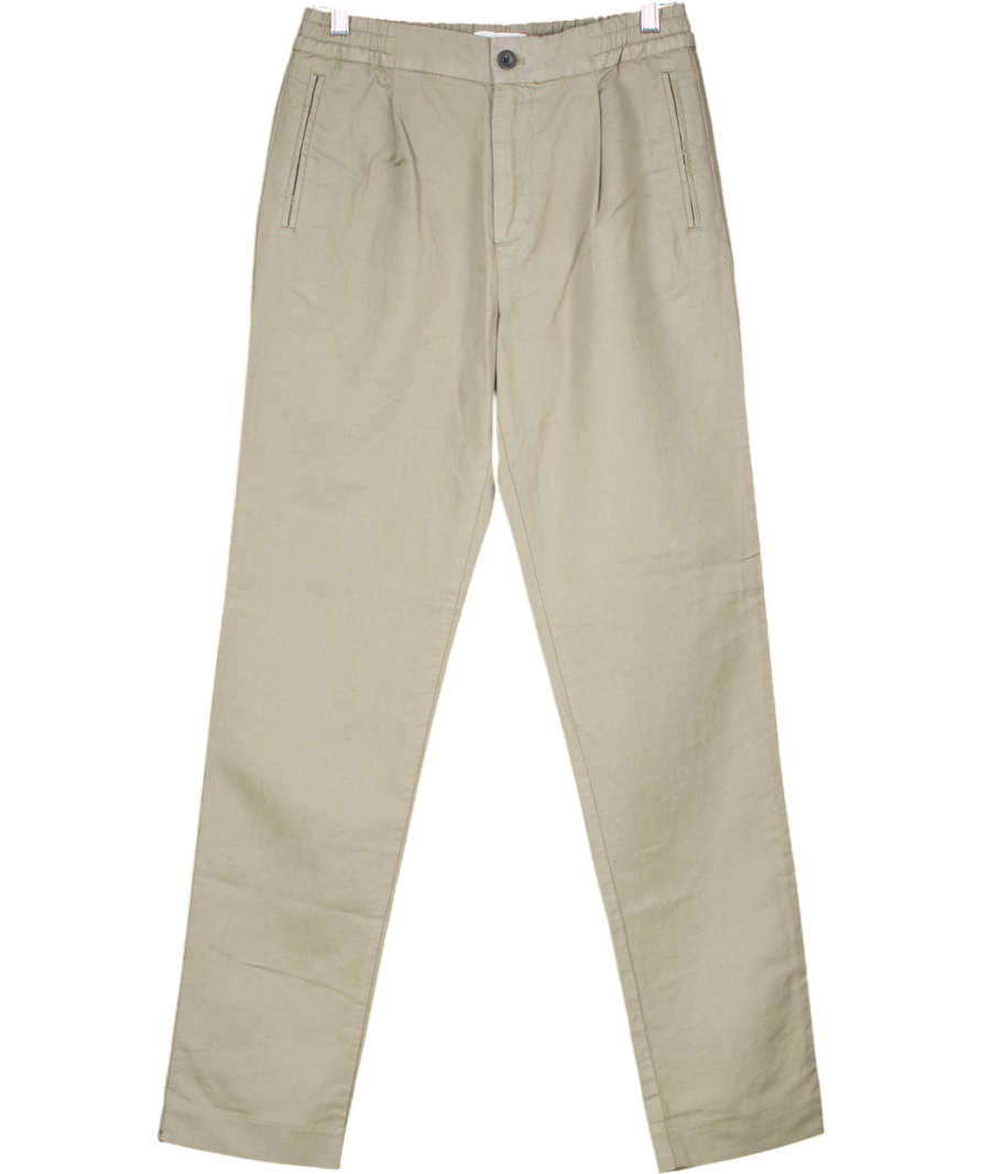 Mr P Green Linen / Cotton Bend Slim Fit Trousers W30