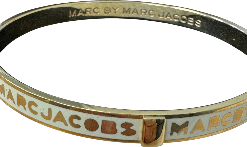 Marc Jacobs Cream / Gold Pleated Logo Bangle