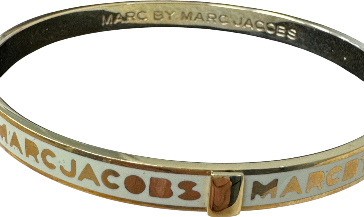 Marc Jacobs Cream / Gold Pleated Logo Bangle