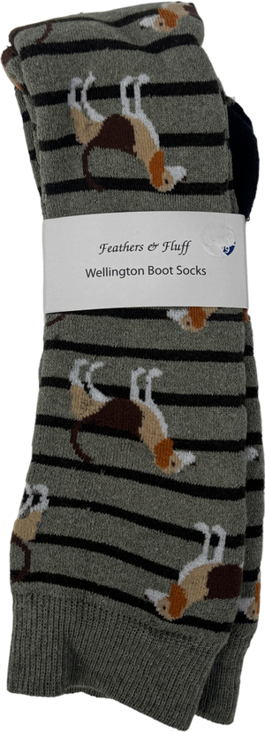 Feathers & Fluff Green Wellington Boot Socks One Size