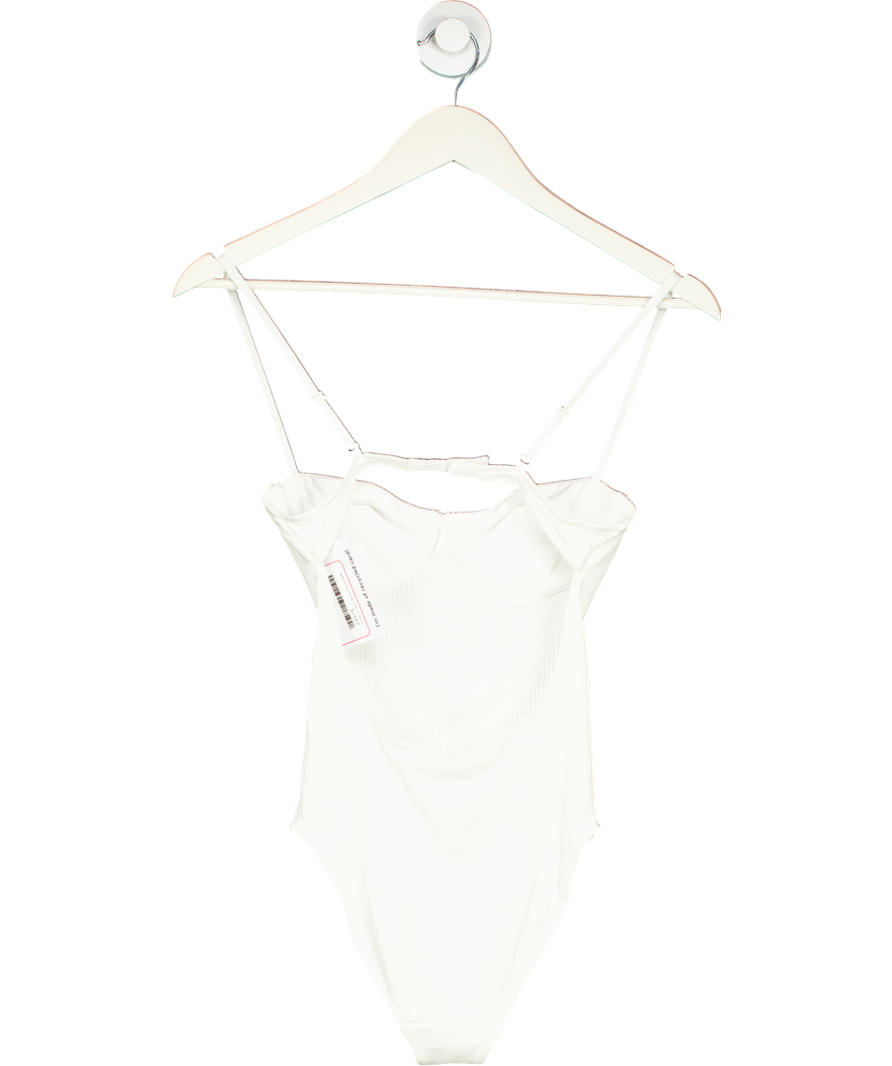 H & M White Ribbed Body Suit UK 34B