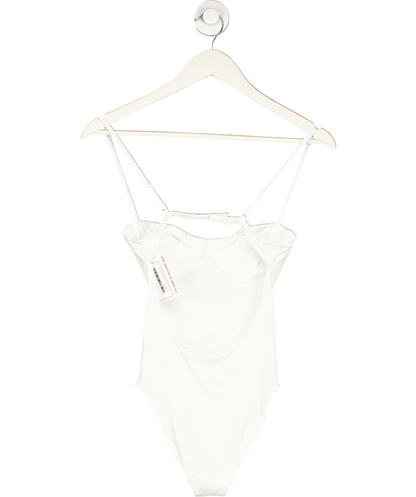 H & M White Ribbed Body Suit UK 34B