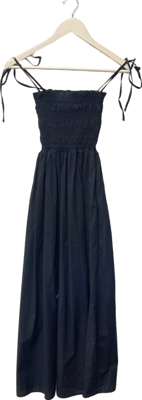 Life of Ease Black Smocked Midi Dress UK S