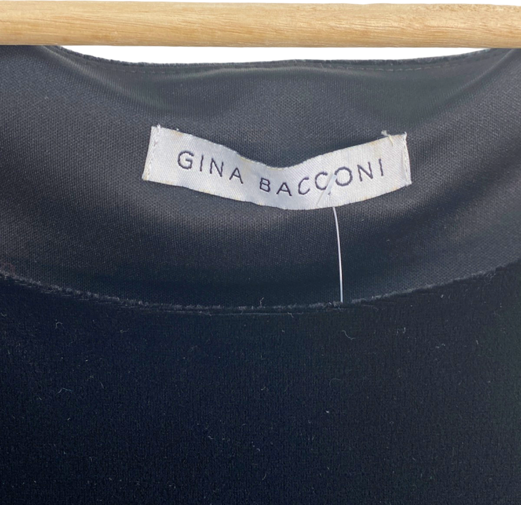 Gina Bacconi Black Velvet Sleeveless Shift Dress UK 18