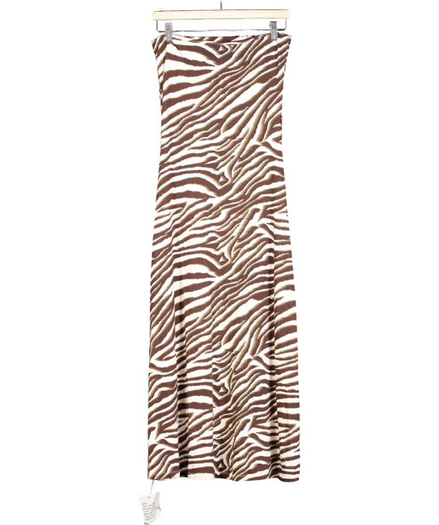 ASOS Brown Trapeze Bandeau Midi Dress UK 12