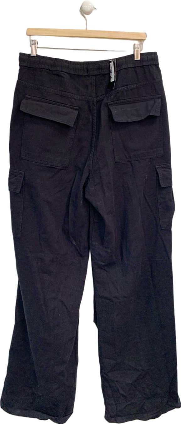 Boohoo Man Black Tall Extreme Baggy Fit Cargo Trousers Uk L