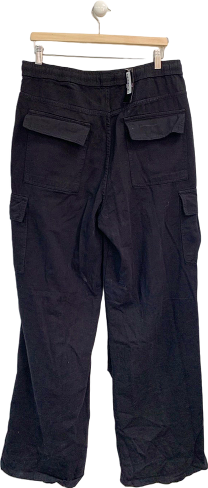 Boohoo Man Black Tall Extreme Baggy Fit Cargo Trousers Uk L