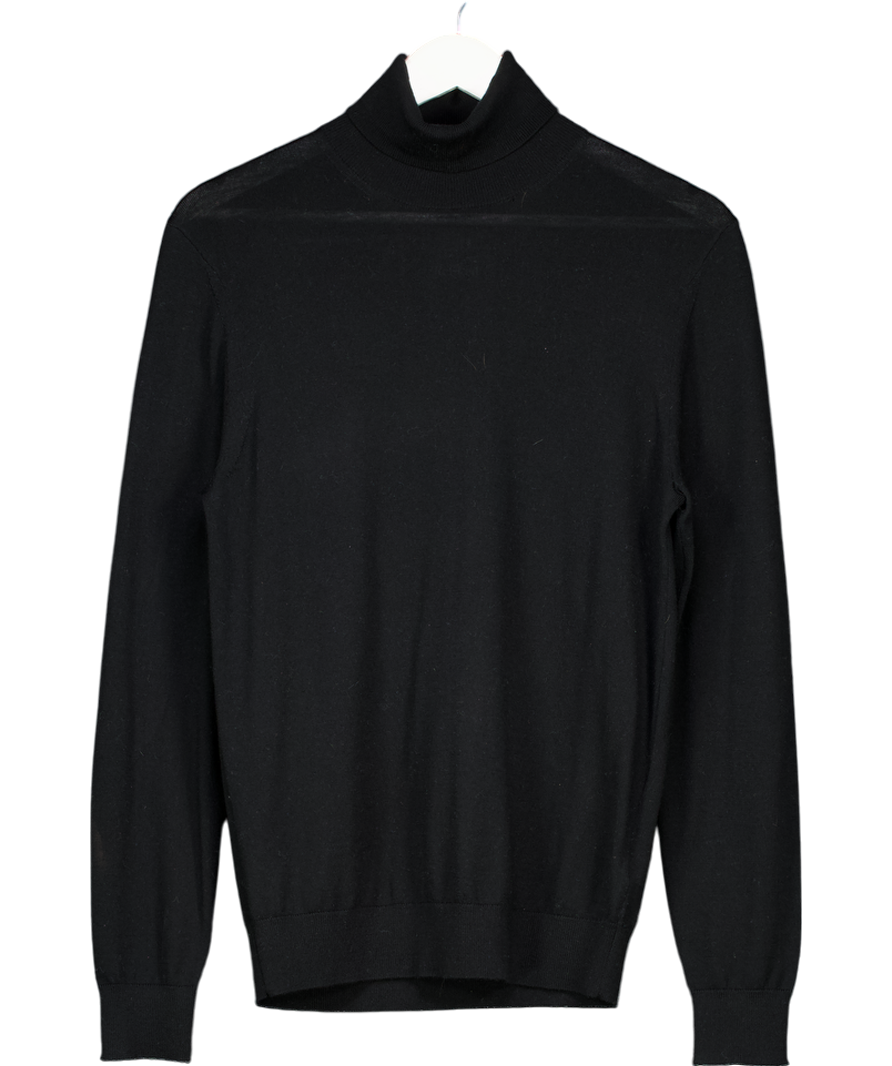 Autograph Black Pure Extra Fine Merino Wool Roll Neck Jumper UK S
