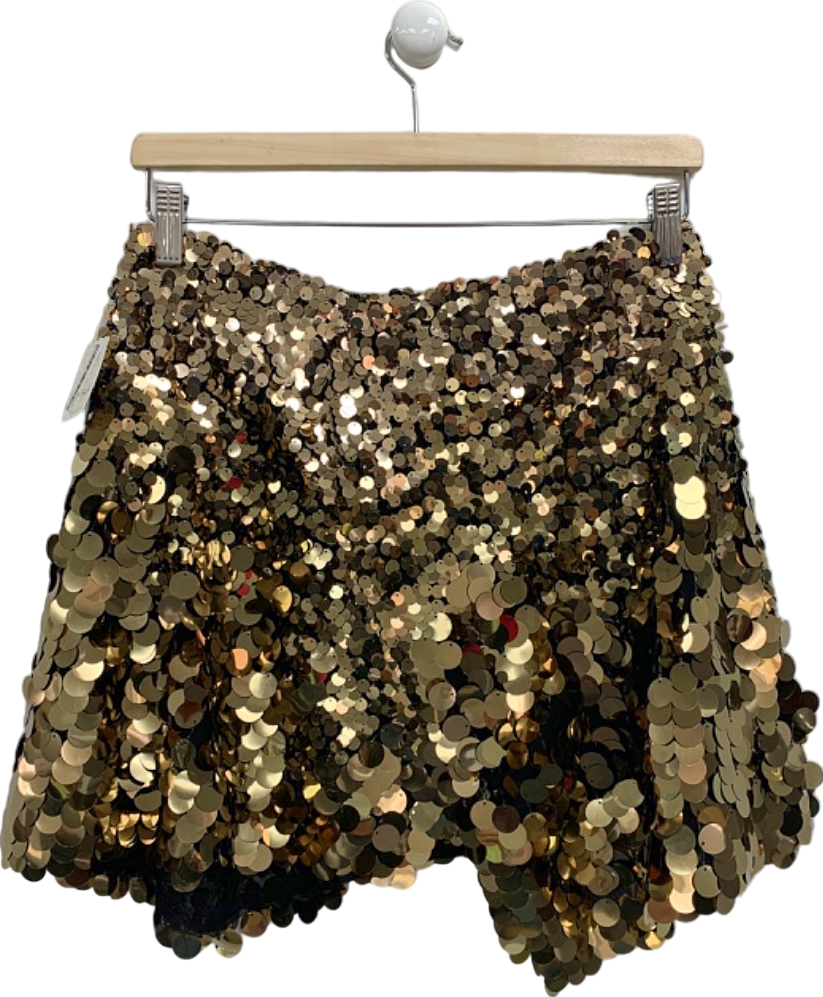 Free People Gold Sequin Mini Skirt UK 8