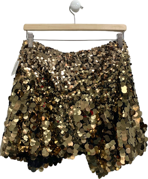 Free People Gold Sequin Mini Skirt UK 8 Reliked