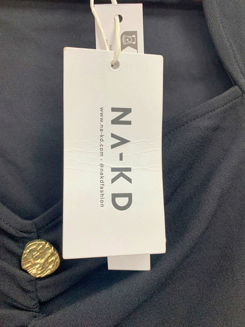 NA-KD Black Front Button Long Sleeve Top UK S