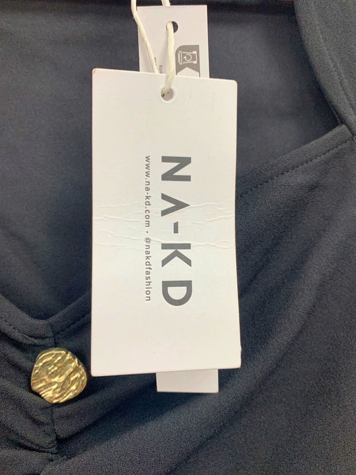 NA-KD Black Front Button Long Sleeve Top UK S