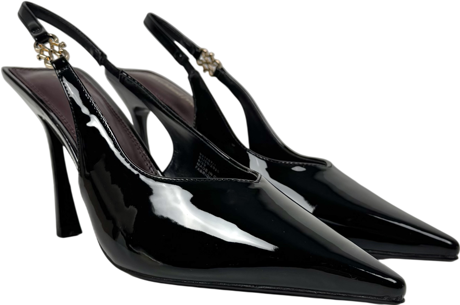 River Island Black Slingback Logo Court Heels UK 6 EU 39 👠