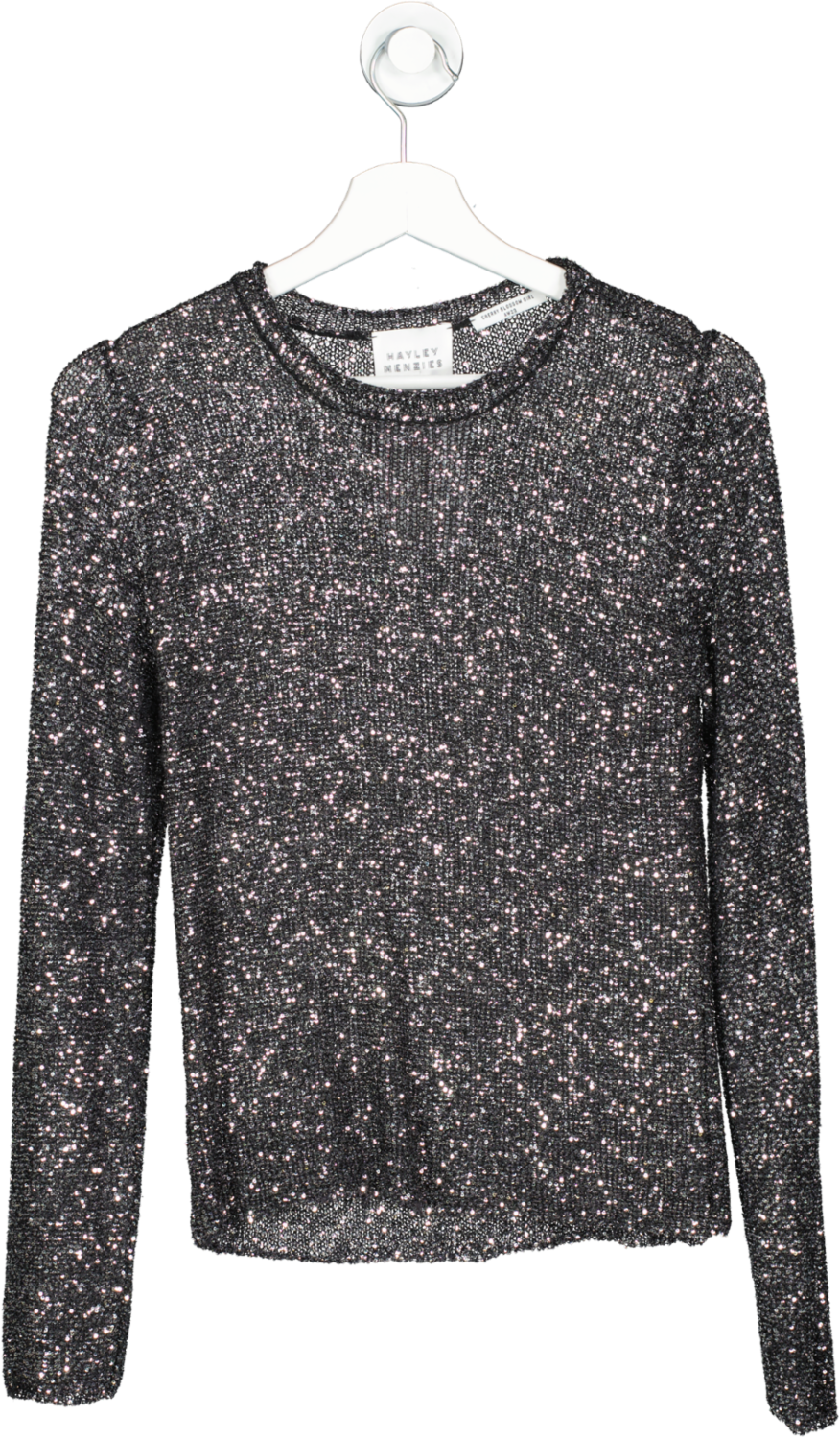 Hayley Menzies Metallic Moonshine Sequin Knit Top UK S