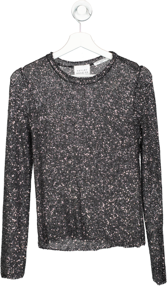 Hayley Menzies Metallic Moonshine Sequin Knit Top UK S