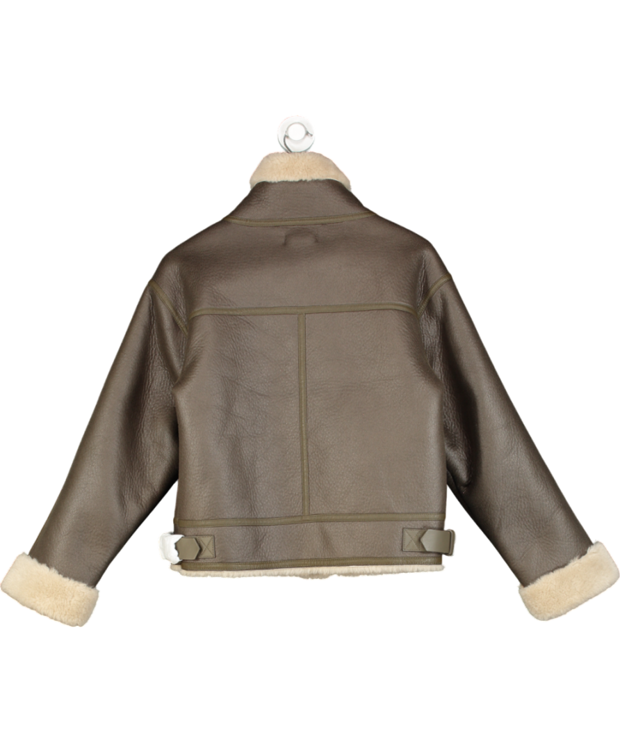 Mint Velvet Brown Stand Collar Aviator Jacket UK S