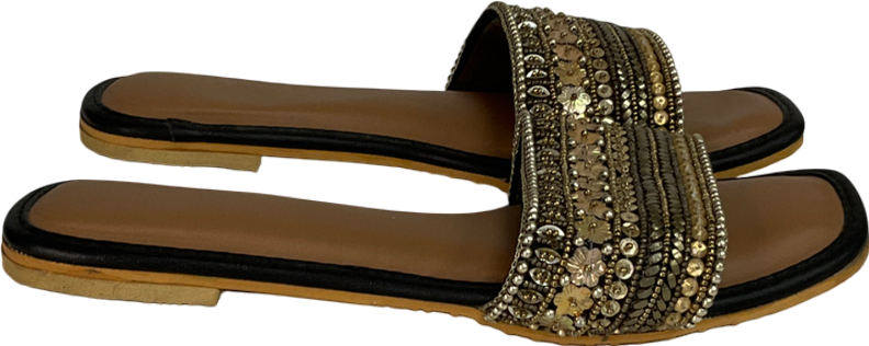 non slip sole Beaded Beige Backless Sandals UK 6 EU 39 👠