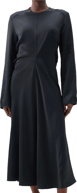 Studio Nicholson Welles Satin Midi Dress – In Midnight Blue Sz1 UK 10