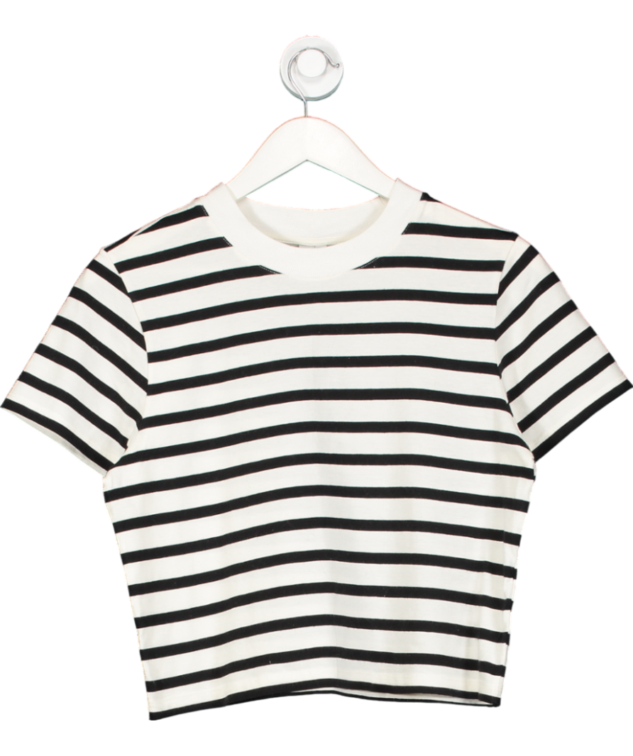 & Other Stories Black / White Striped Boxy Cropped T-shirt UK L
