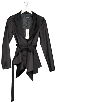 Karen Millen Black Wool Rich Satin Mix Peplum Jacket UK 6
