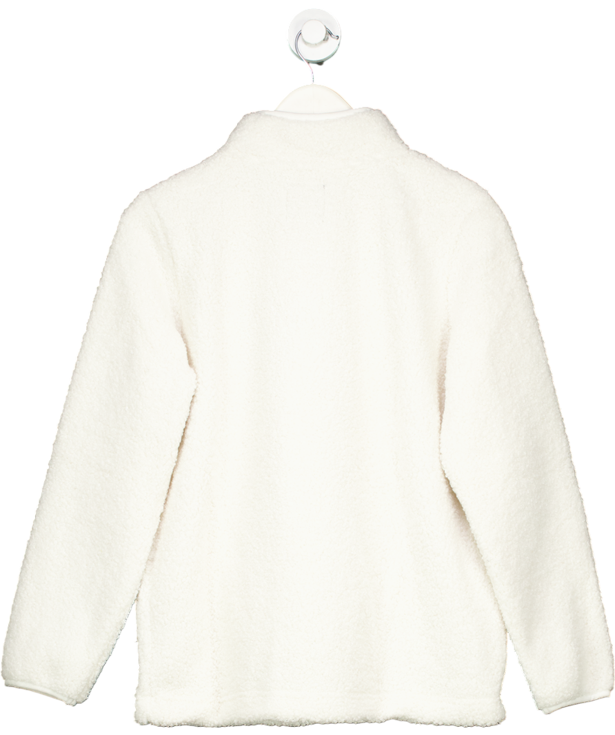 Crew Clothing Company White Borg Lounge Half Zip Sweatshirt In Marshmallow UK 8