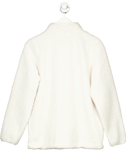 Crew Clothing Company White Borg Lounge Half Zip Sweatshirt In Marshmallow UK 8