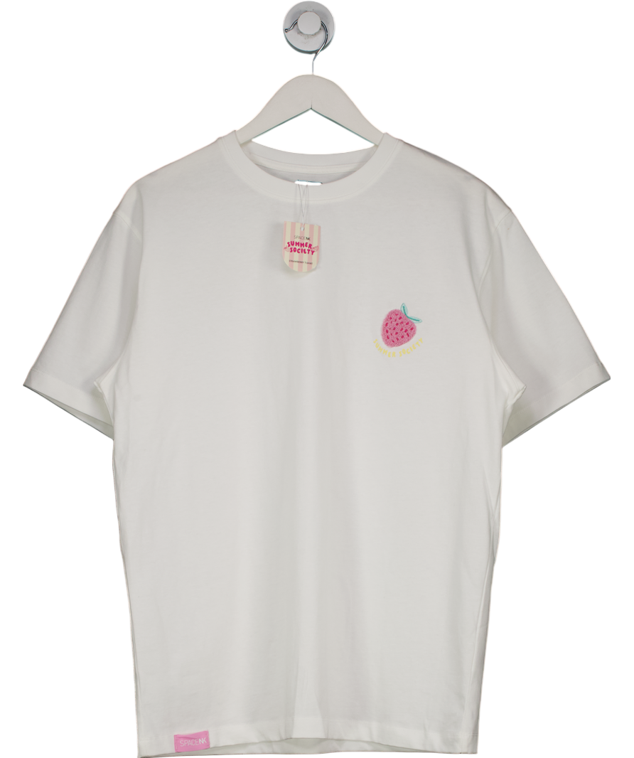SpaceNK White Summer Society Strawberry T-shirt UK M