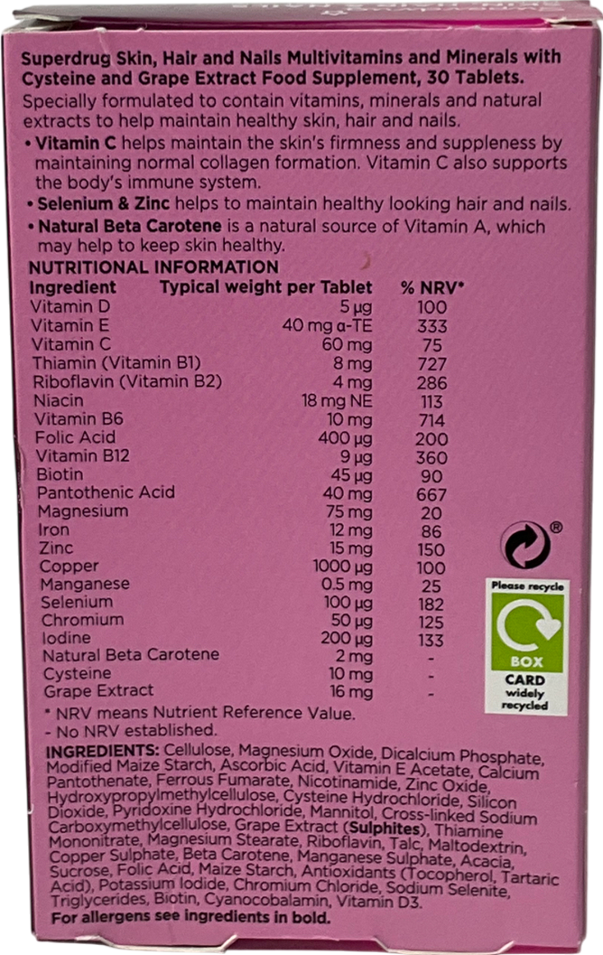 Superdrug Skin Hair & Nails - 30 Tablets 30 tablets
