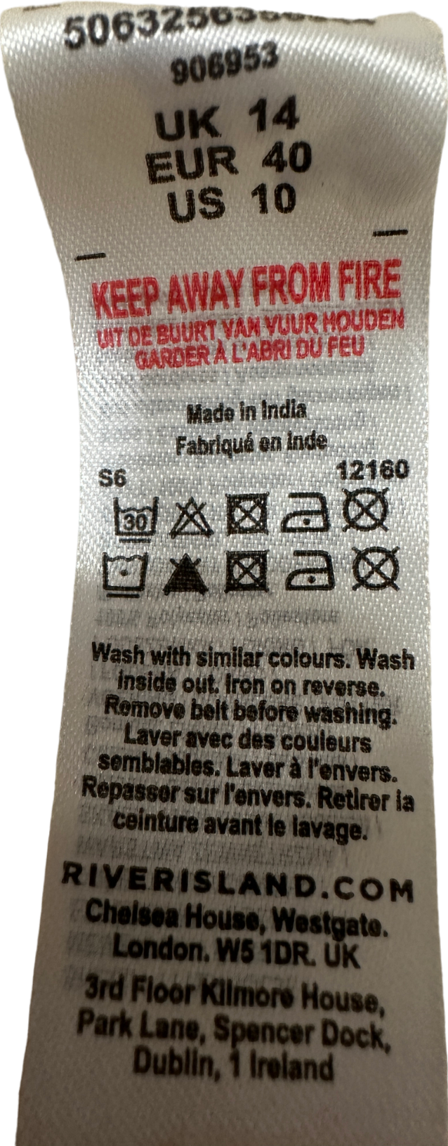 River Island Cream Eyelet Dress UK 14