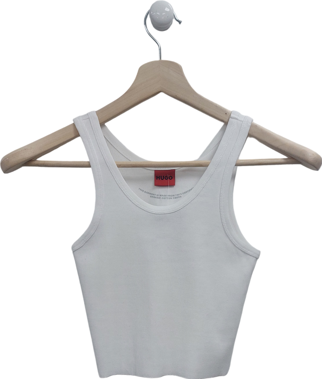 hugo boss White Ribbed Cropped Vest UK XS