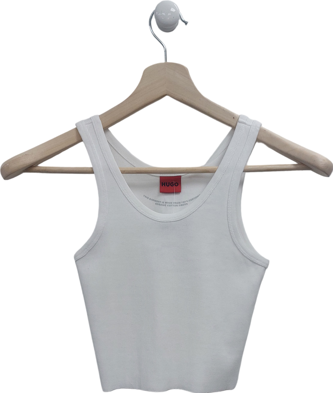 hugo boss White Ribbed Cropped Vest UK XS