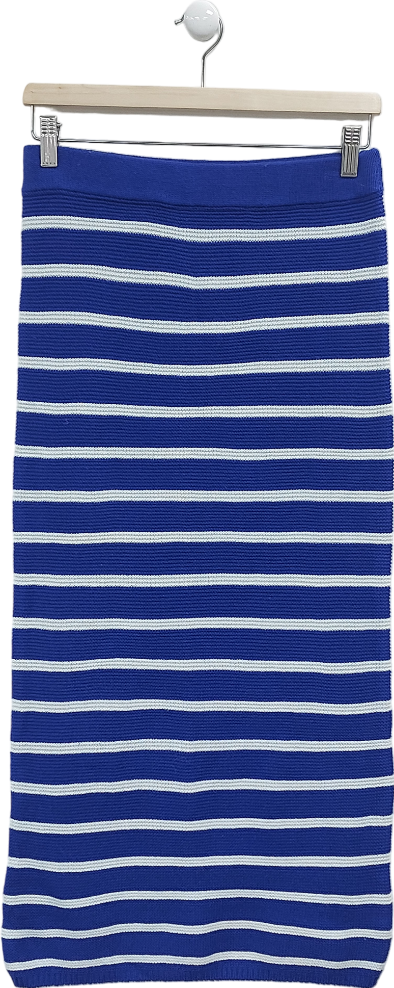 MANGO Blue Striped Knitted Skirt UK M