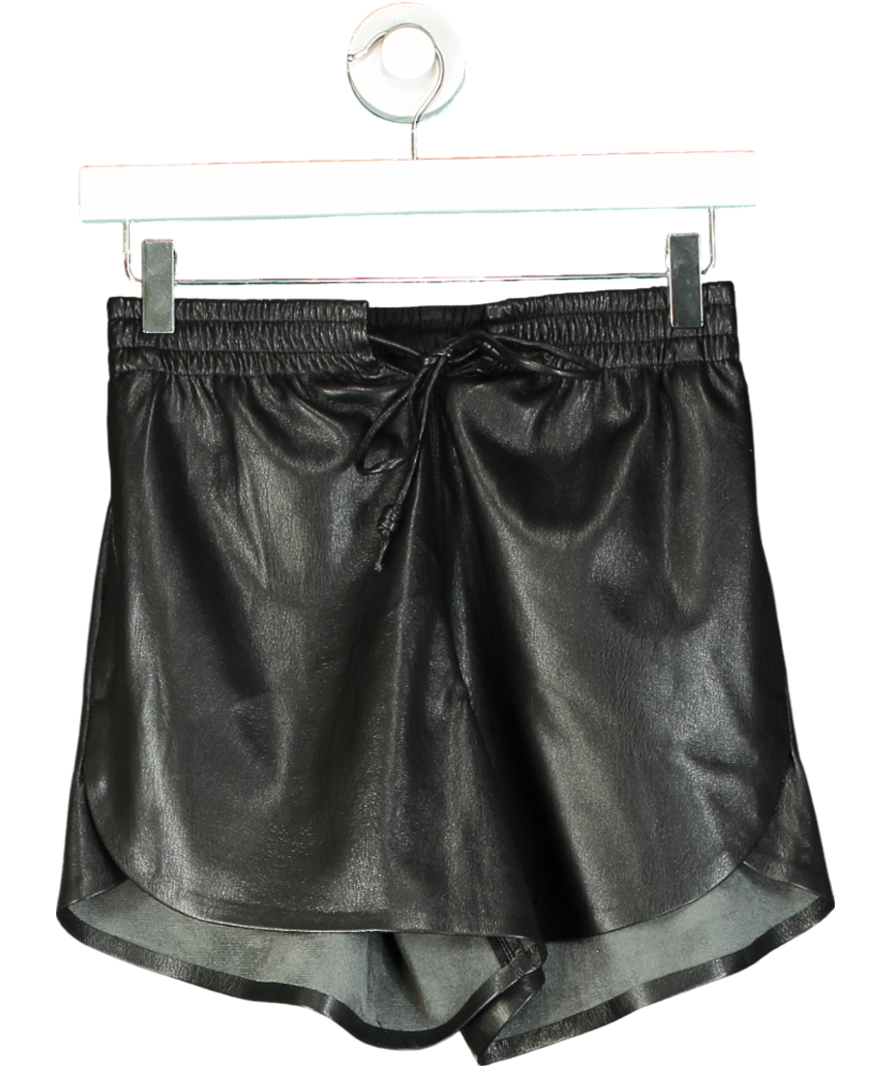 Nanushka Black Faux Leather Tie Up Shorts UK XS