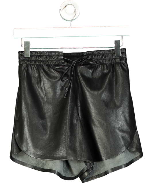 Nanushka Black Faux Leather Tie Up Shorts UK XS