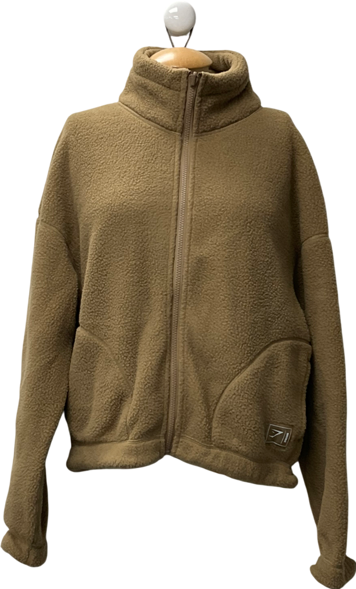 gymshark Beige Sherpa Womens Jacket - Brown UK M