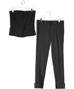 GUCCI Black Silk Blend Trousers With Gold Stud Detail And Silk Bustier Top UK L & Trousers UK M