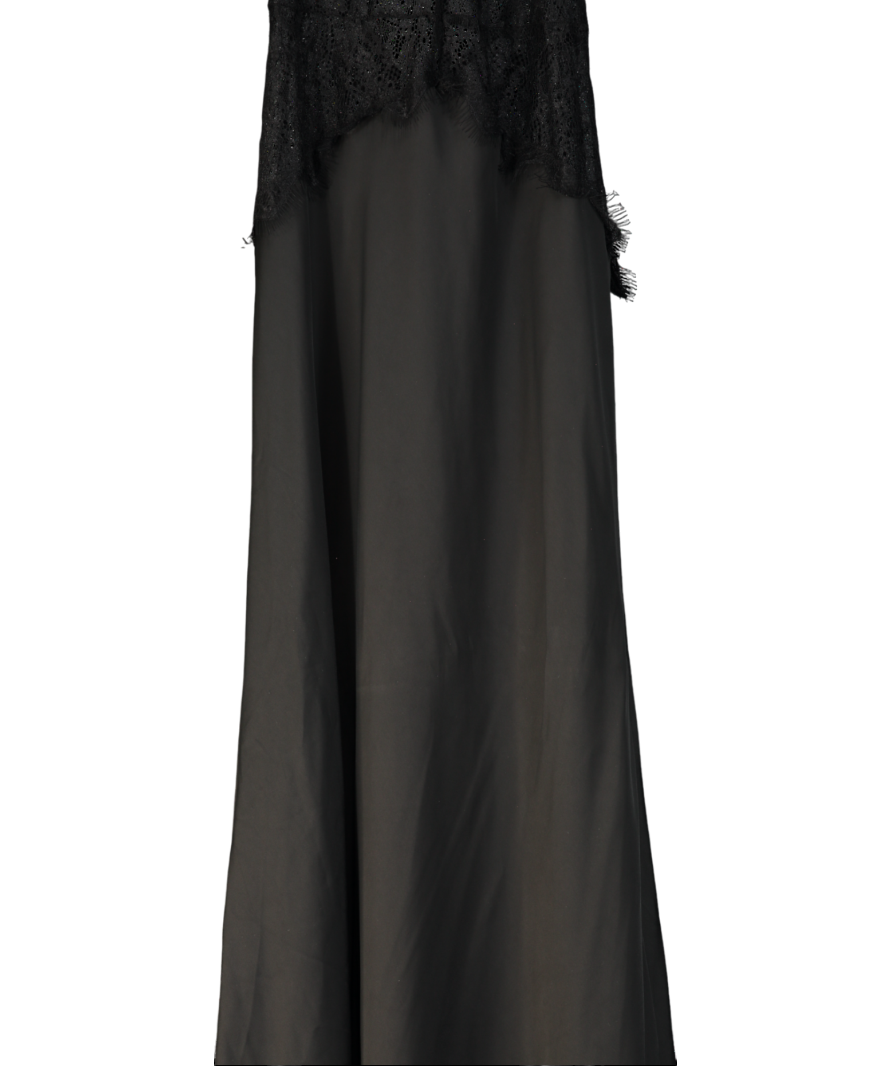 Meshki Black Dinah Lace And Satin Maxi Dress UK S