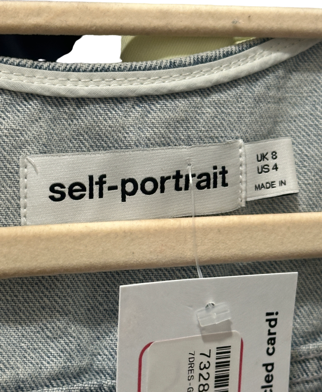 Self-Portrait Light Blue Embellished Denim Dress UK 8