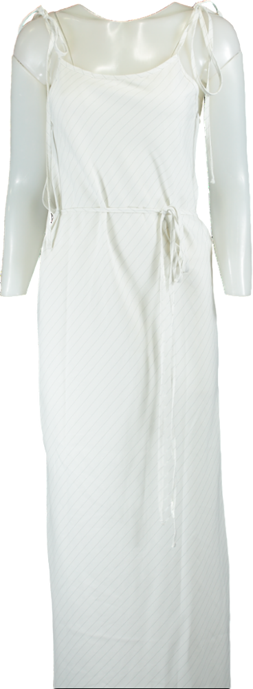 THE FRANKIE SHOP White Pinstripe Maxi Slip Wrap Dress UK XS/S