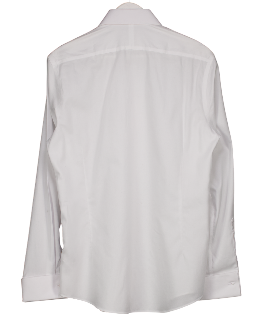 Moss Slim Fit White Concealed Placket Dress Shirt UK 42" CHEST