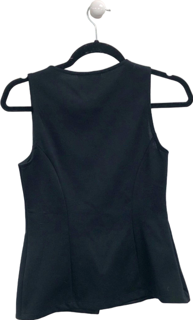 New Look Black Buttoned Sleeveless Top UK 8