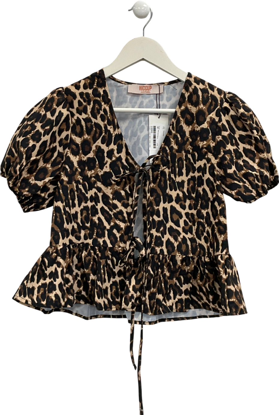 hiccup Brown Leopard Print Tie Front Top UK S