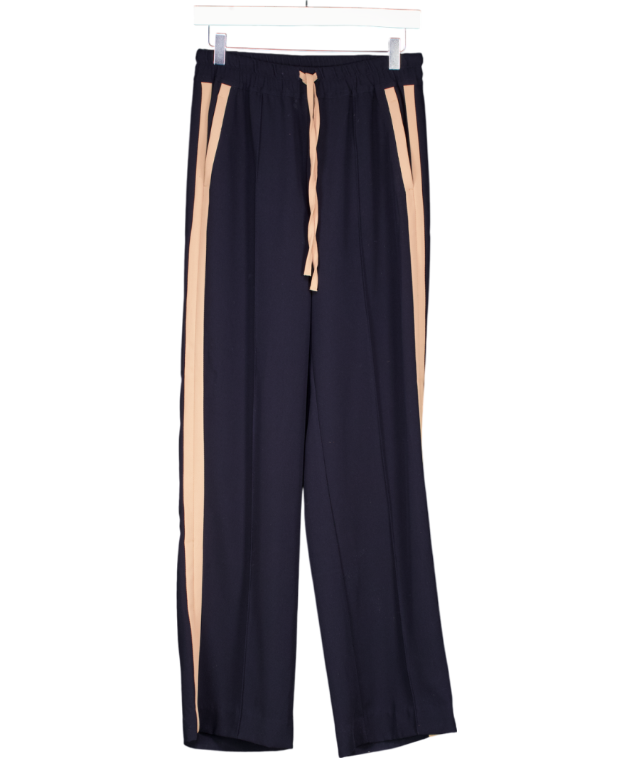 REISS Blue Frazer Wide Leg Side Stripe Trousers UK 6