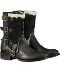ERMANO SCERVINO Black Distressed Leather And Lace Biker Boots UK 6 EU 39 👠