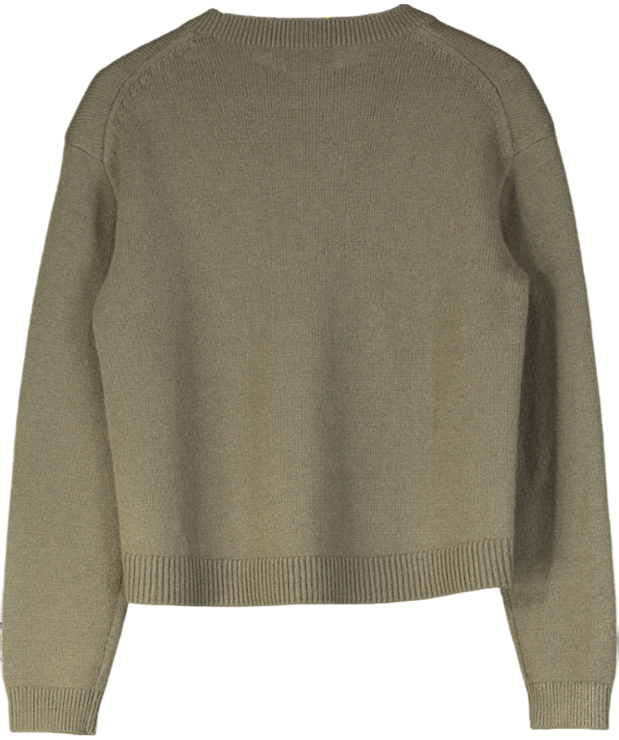 & Other Stories Green Padded-shoulder 100% Merino Wool Jumper UK S