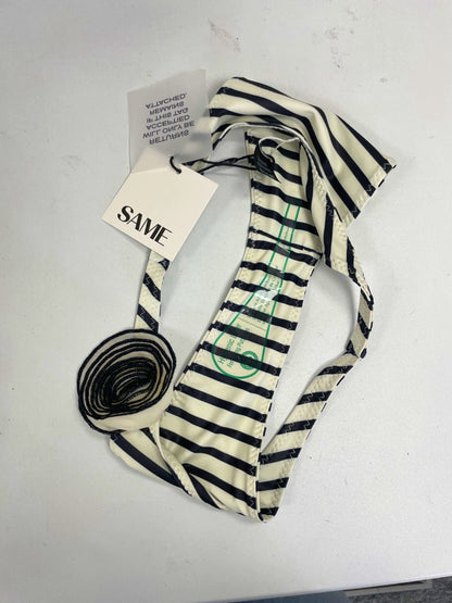 SAME LOS ANGELES Black/White Striped Bikini Set UK S