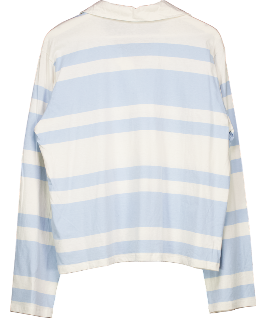 NA-KD White Long Sleeve Polo Shirt UK M